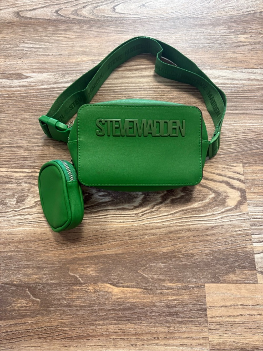Steve Madden Vibrant Green Crossbody Belt Bag with AirPod Pouch